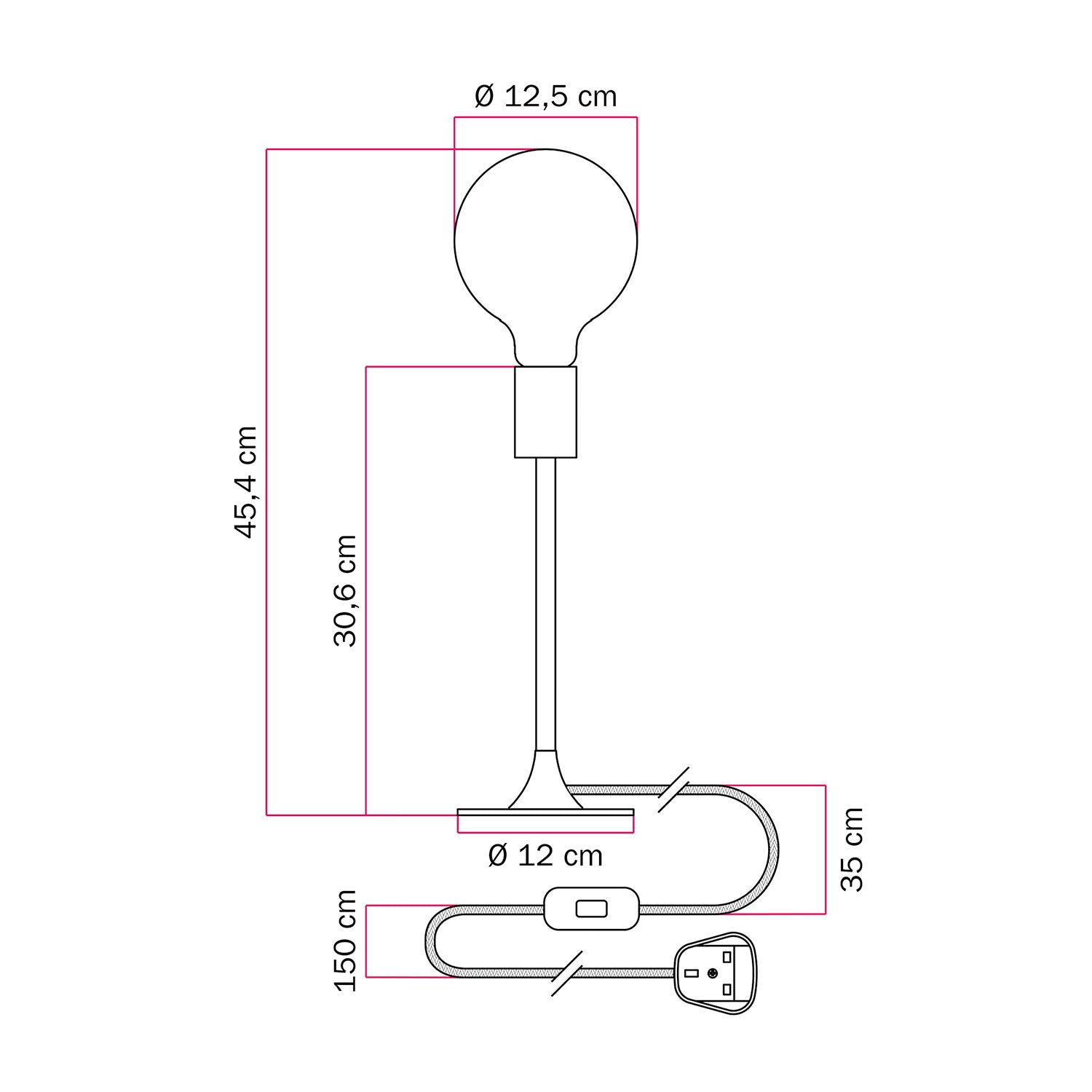 Lampada da tavolo MAG-Y con base metallica tonda e spina UK - Bronzo satinato