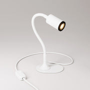 Lampada da scrivania MAG-Y con Flex, base metallica ovale, luce spot e spina UK - Bianco opaco