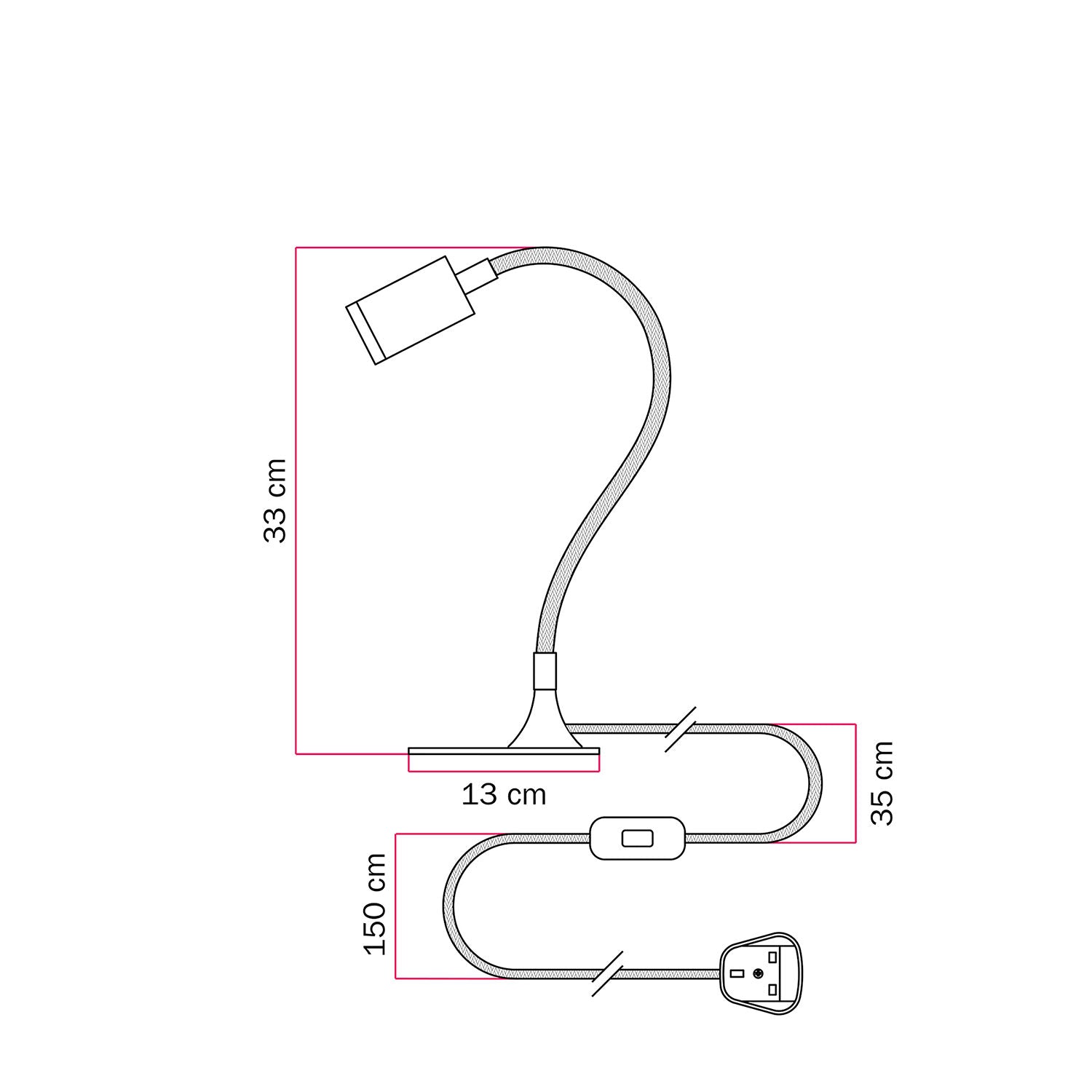 Lampada da scrivania MAG-Y con Flex, base metallica ovale, luce spot e spina UK - Bronzo satinato