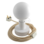 Posaluce - Lampada da tavolo in legno Small e spina UK - Bianco