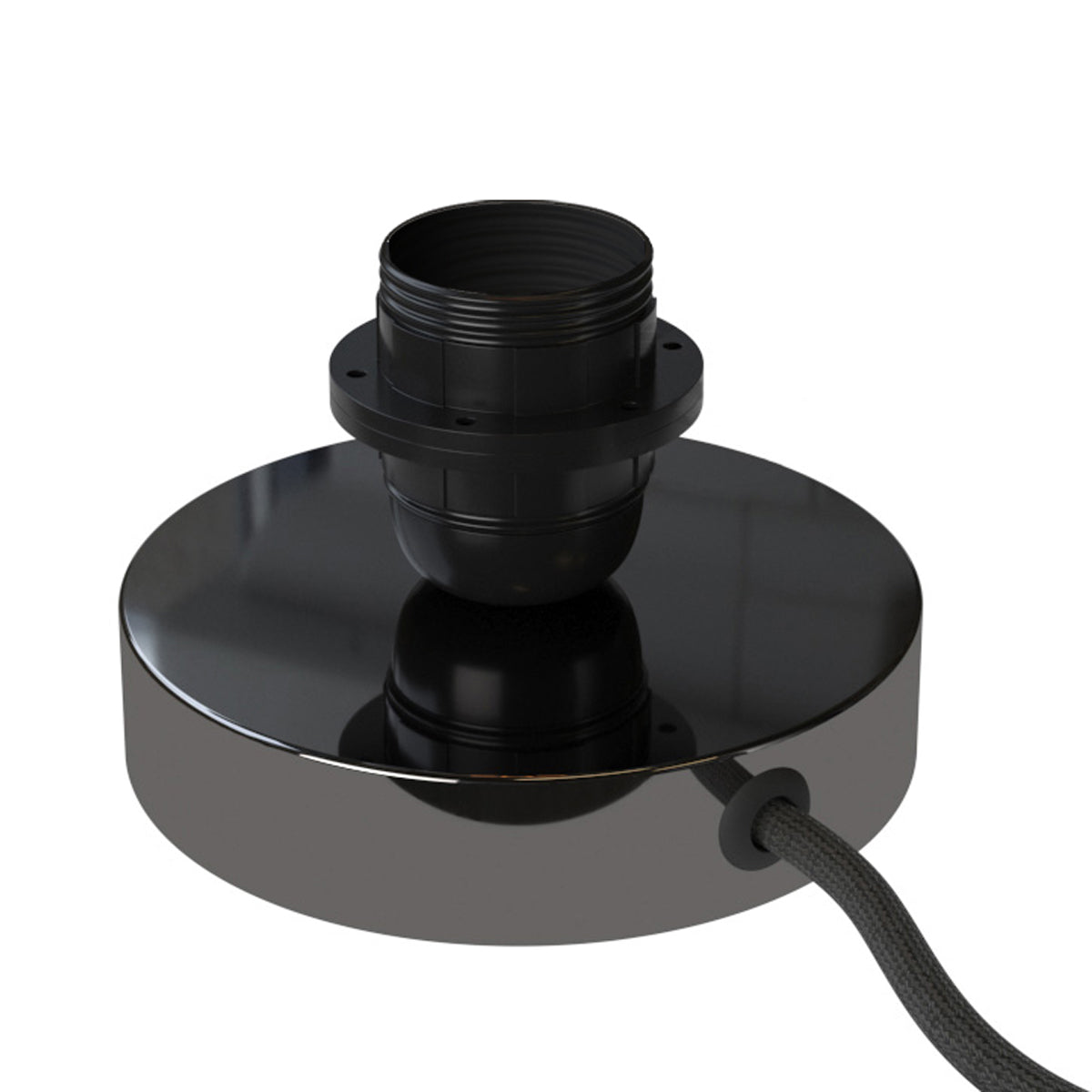 Posaluce per paralume - Lampada da tavolo in metallo e spina UK - Nero perla