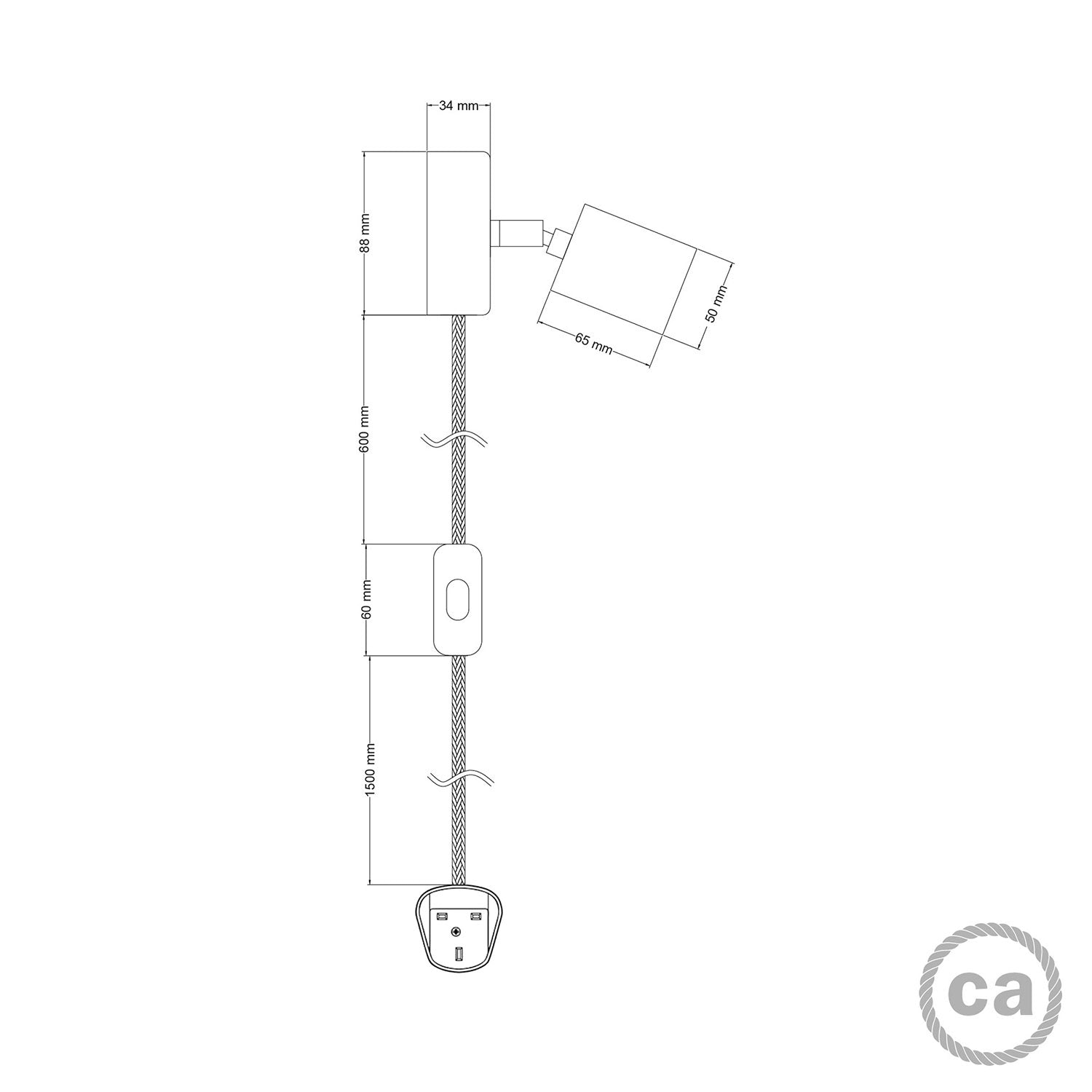 Lampada Spostaluce Snodo orientabile in legno e spina UK - Neutro