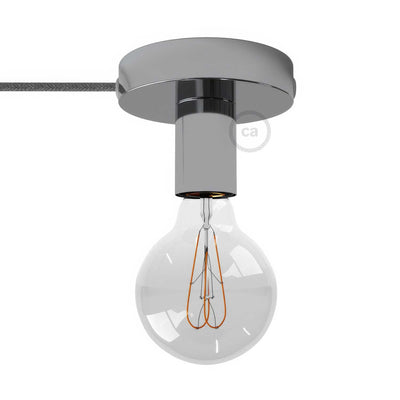 Spostaluce, o ponto de luz em metal completo com cabo têxtil e orifícios laterais - Cromado