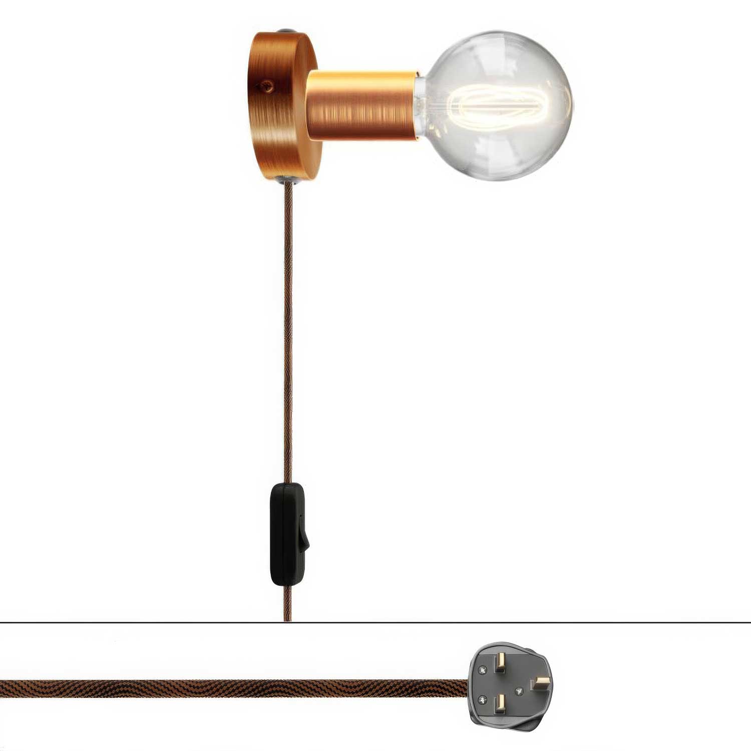 Lampada Spostaluce in metallo e spina UK - Rame satinato