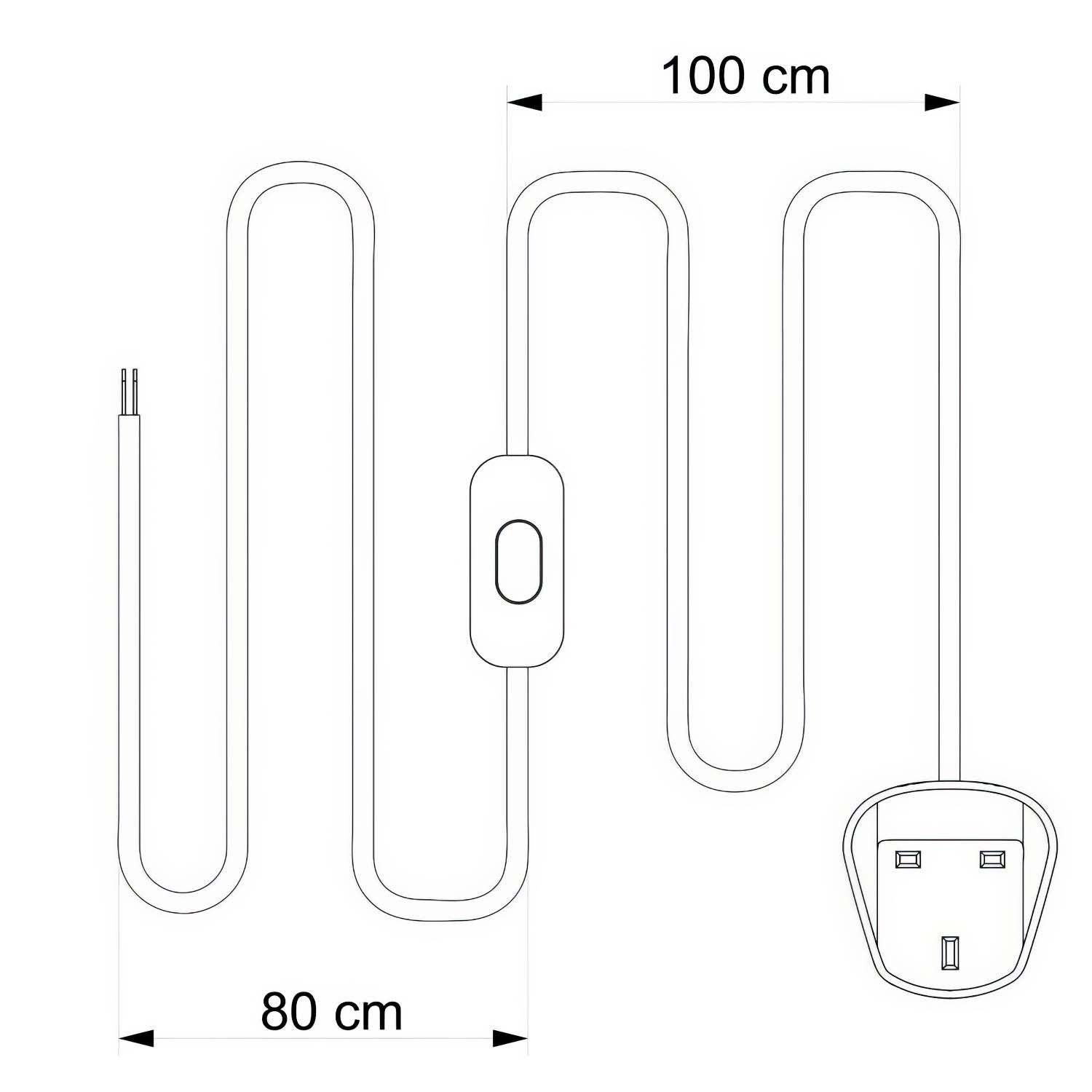 Cablaggio per lampada con cavo grigio tortora in cotone 1,80 m e spina UK