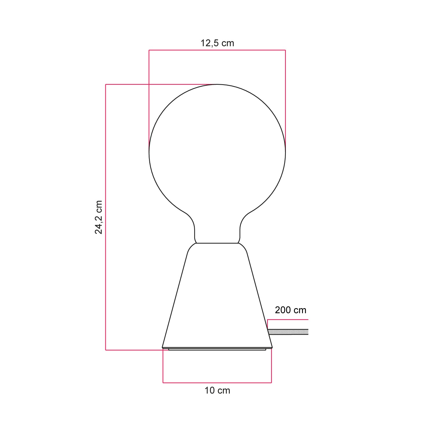 Lampada da tavolo con base in ontano, lampadina a effetto porcellana, cavo RM04 e spina UK