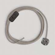 Cablaggio per lampada con cavo grigio tortora in cotone 1,80 m e spina UK