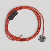 Cablaggio per lampada con cavo rosso lucido 1,80 m e spina UK