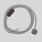 Cablaggio per lampada con cavo grigio in lino 1,80 m e spina UK