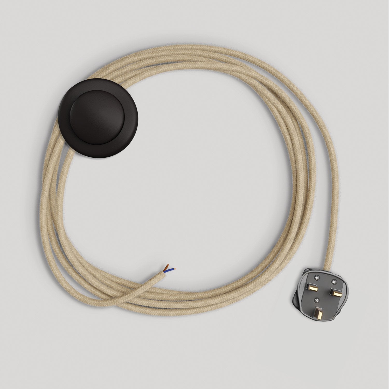 Cablaggio per lampada con cavo neutro in juta 3 m e spina UK