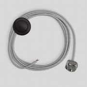 Cablaggio per lampada con cavo grigio in lino 3 m e spina UK