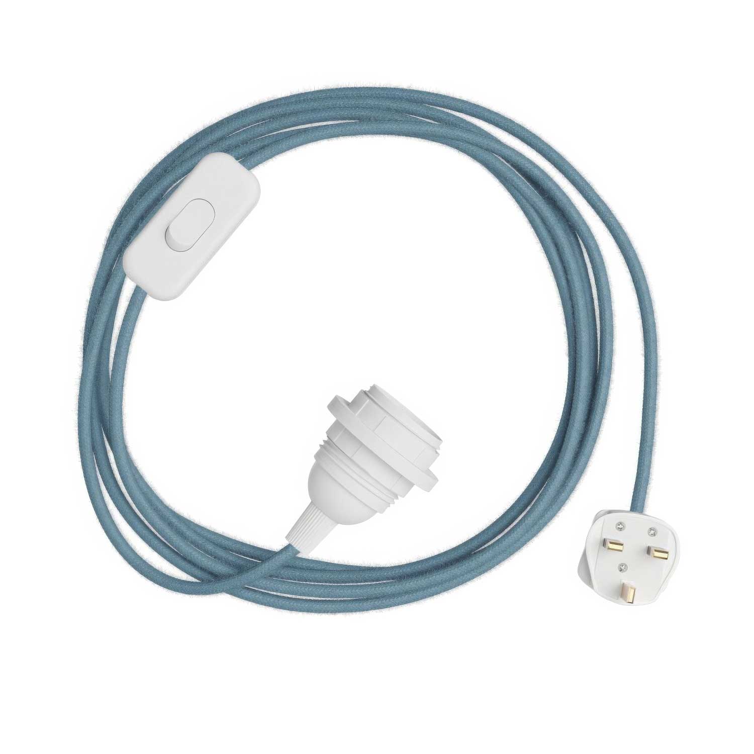 SnakeBis per paralume - Cablaggio con portalampada, cavo in tessuto colorato RC53 e spina UK