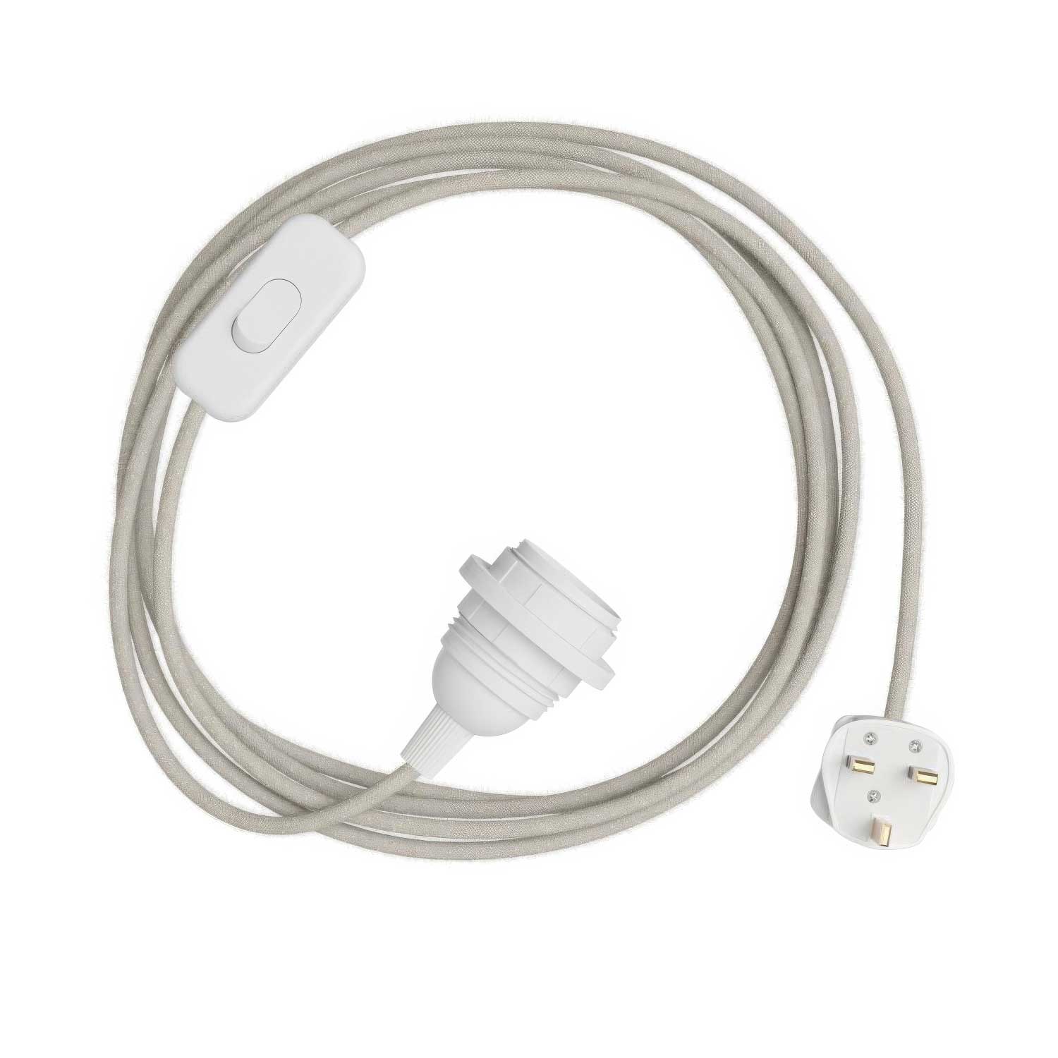 SnakeBis per paralume - Cablaggio con portalampada, cavo in tessuto colorato RN01 e spina UK