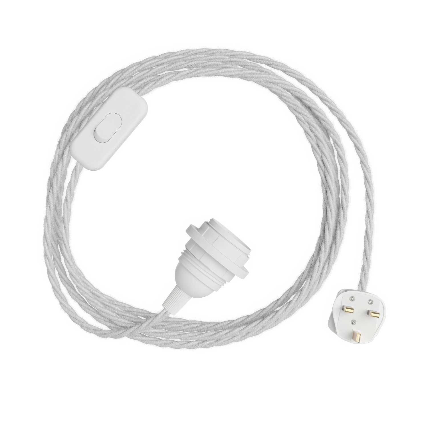 SnakeBis Twisted per paralume - Cablaggio con portalampada, cavo trecciato in tessuto TC01 e spina UK