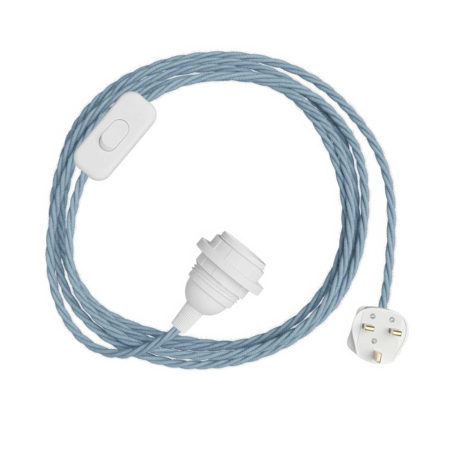 SnakeBis Twisted per paralume - Cablaggio con portalampada, cavo trecciato in tessuto TC53 e spina UK