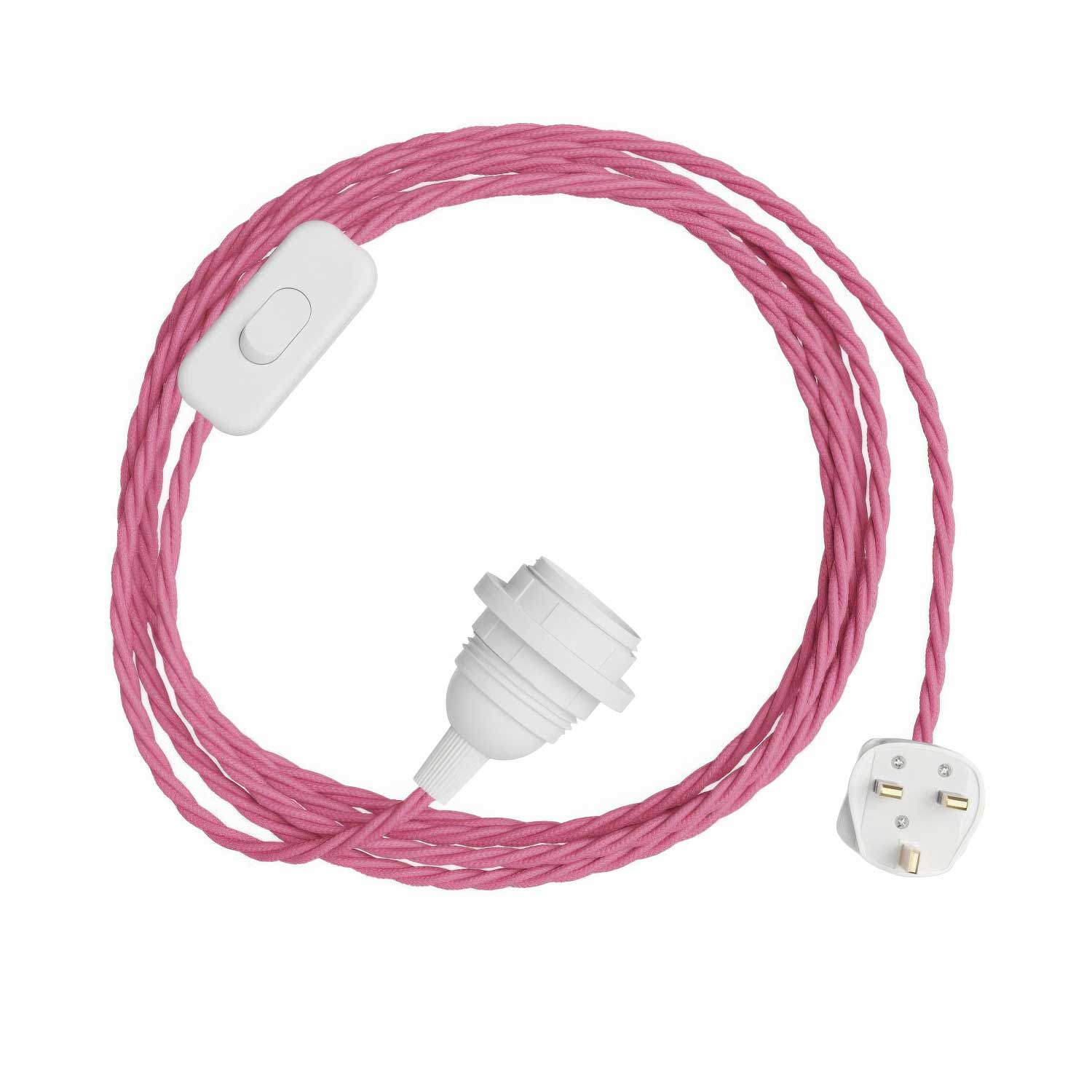 SnakeBis Twisted per paralume - Cablaggio con portalampada, cavo trecciato in tessuto TM08 e spina UK