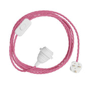 SnakeBis Twisted per paralume - Cablaggio con portalampada, cavo trecciato in tessuto TM08 e spina UK