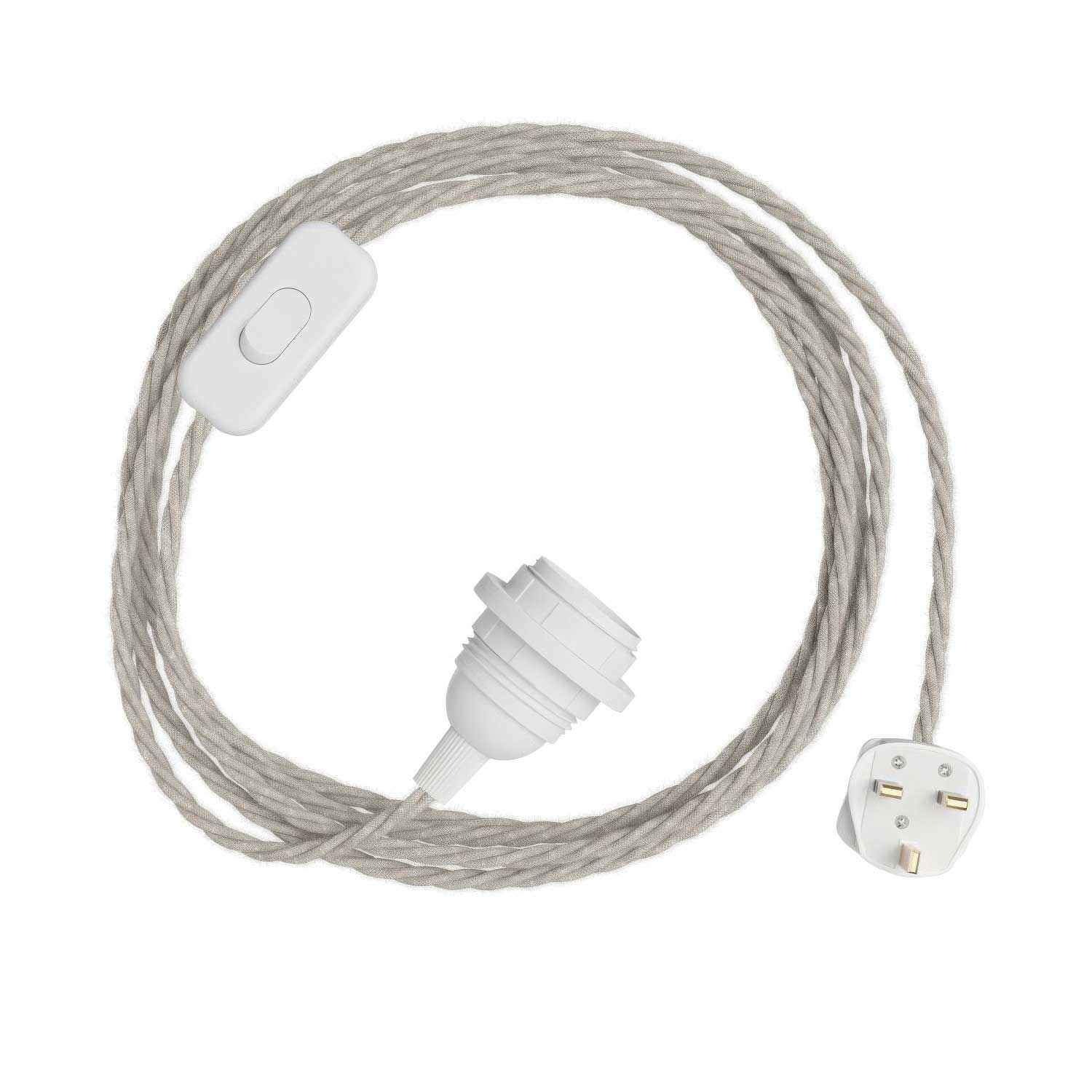 SnakeBis Twisted per paralume - Cablaggio con portalampada, cavo trecciato in tessuto TN01 e spina UK