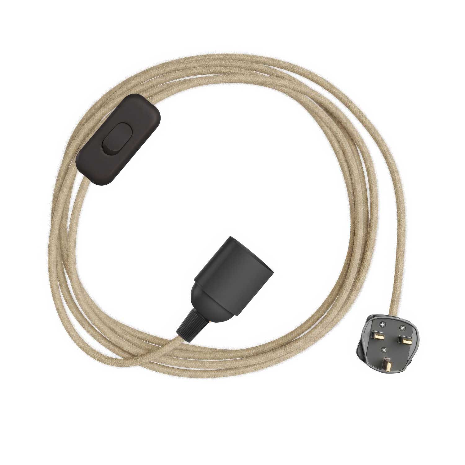 SnakeBis - Cablaggio con portalampada, cavo in tessuto colorato RN06 e spina UK