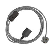 SnakeBis Zig-Zag - Cablaggio con portalampada, cavo in tessuto effetto Zig-Zag RZ04 e spina UK