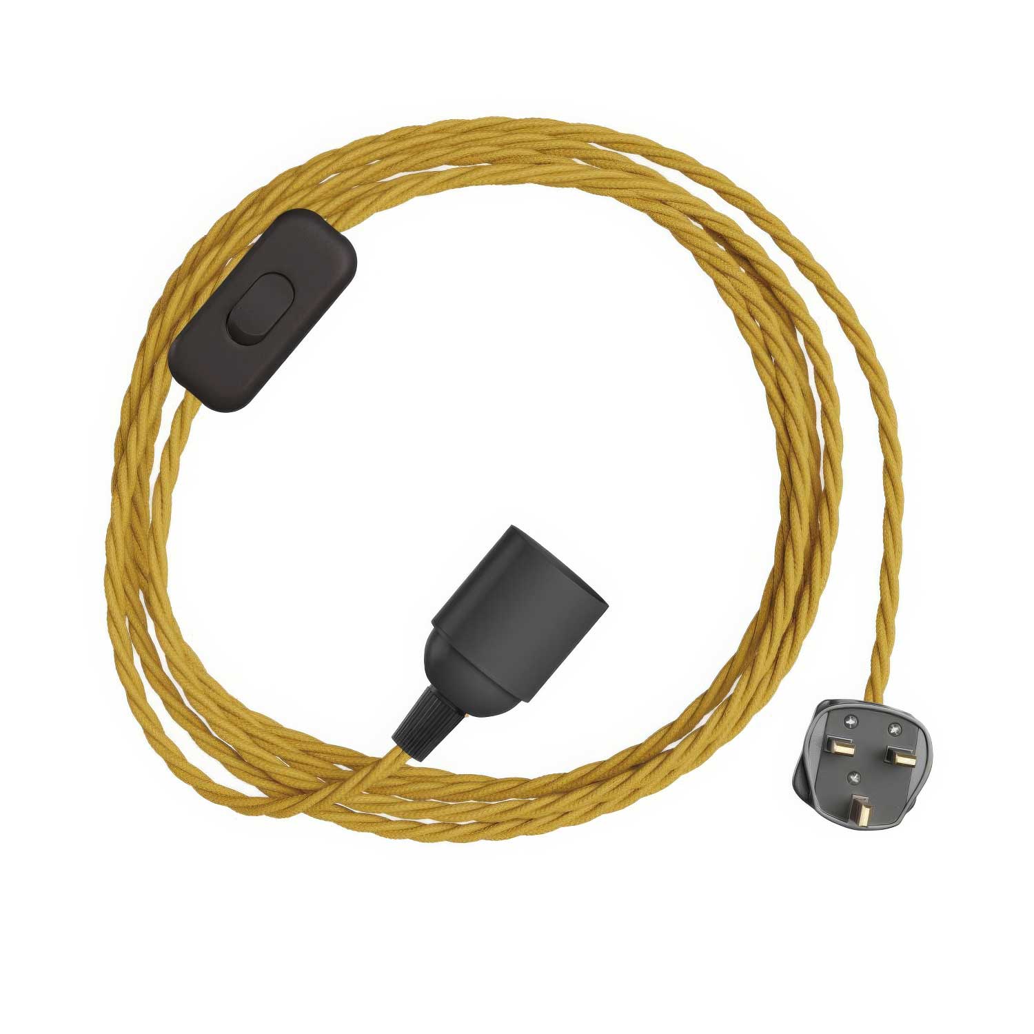 SnakeBis Twisted - Cablaggio con portalampada, cavo trecciato in tessuto TM25 e spina UK