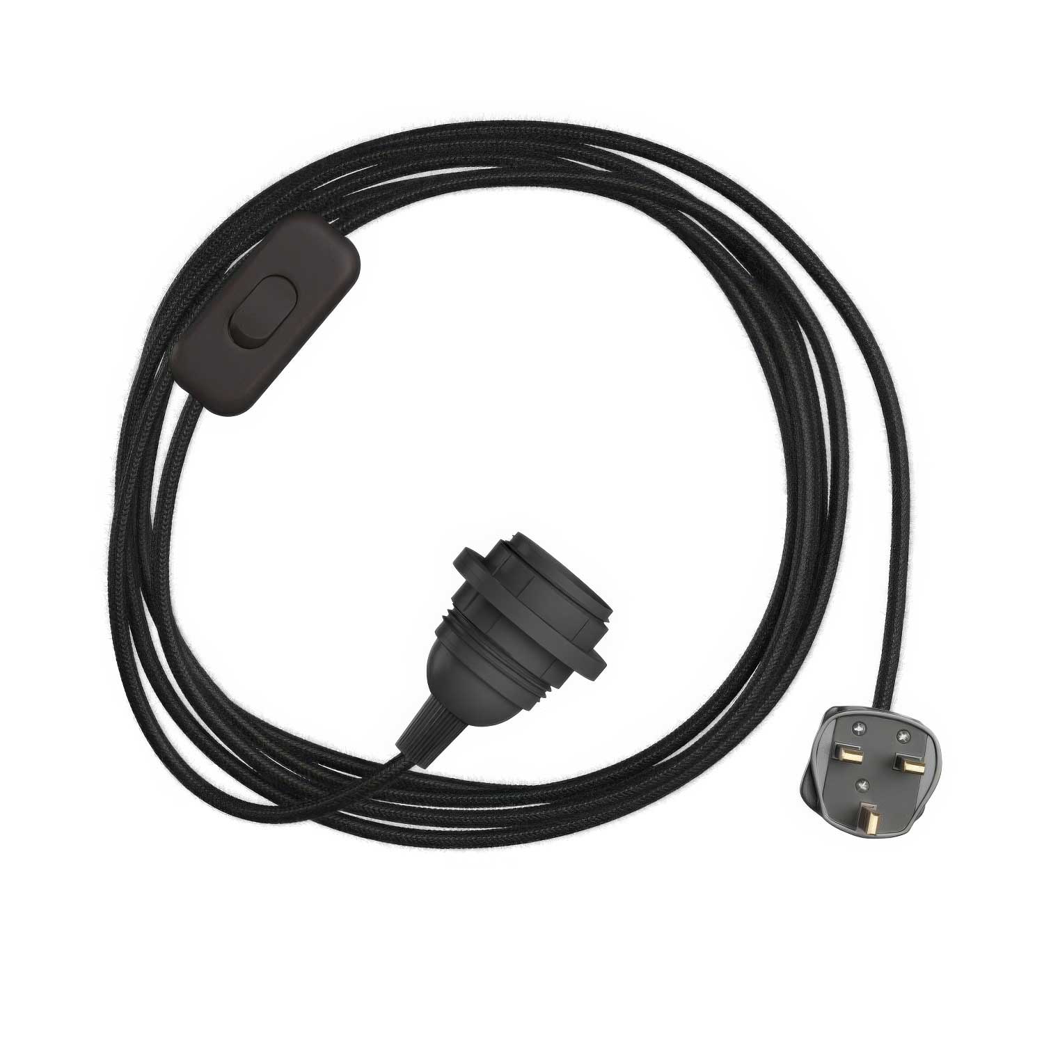 SnakeBis per paralume - Cablaggio con portalampada, cavo in tessuto colorato RC04 e spina UK