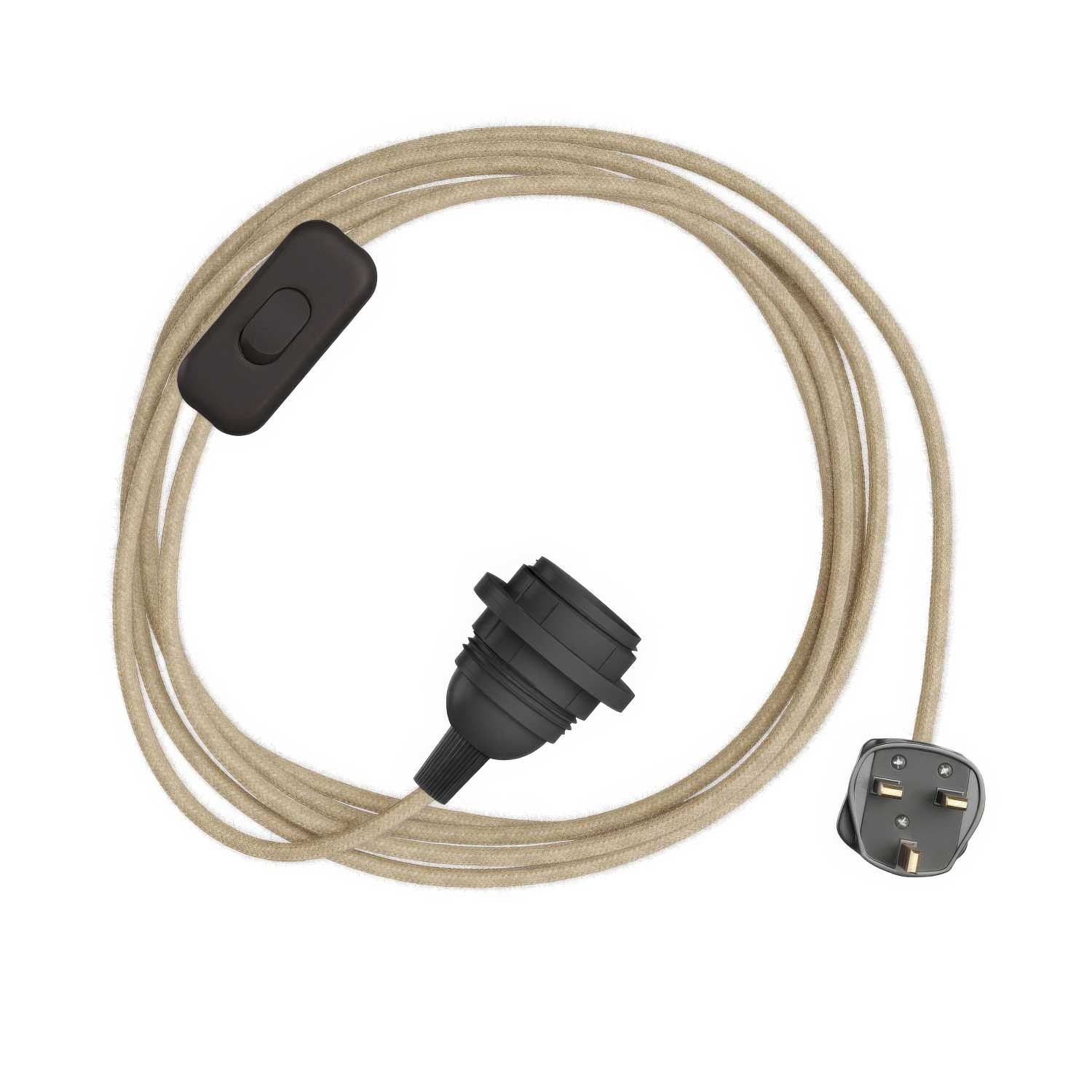 SnakeBis per paralume - Cablaggio con portalampada, cavo in tessuto colorato RN06 e spina UK