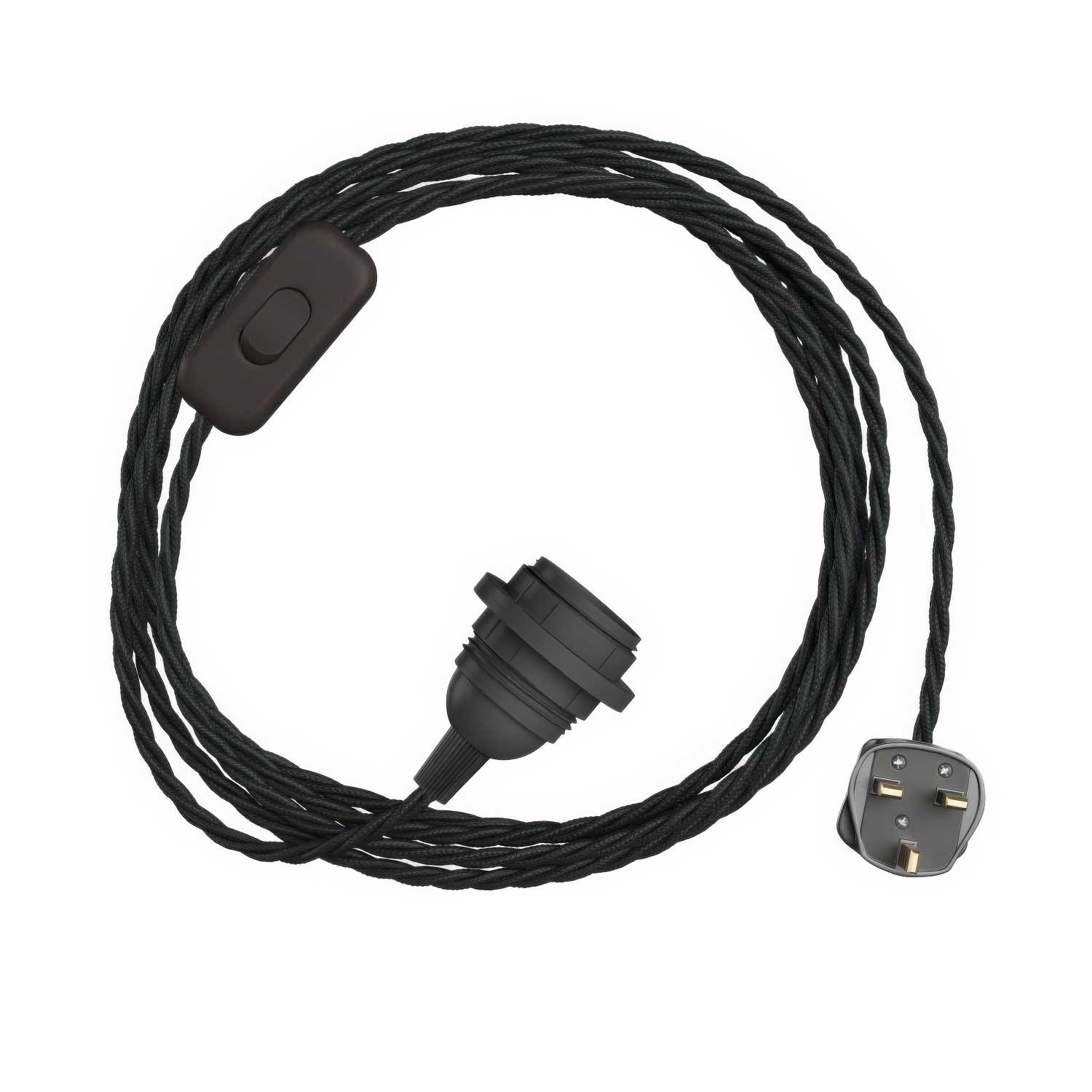 SnakeBis Twisted per paralume - Cablaggio con portalampada, cavo trecciato in tessuto TC04 e spina UK