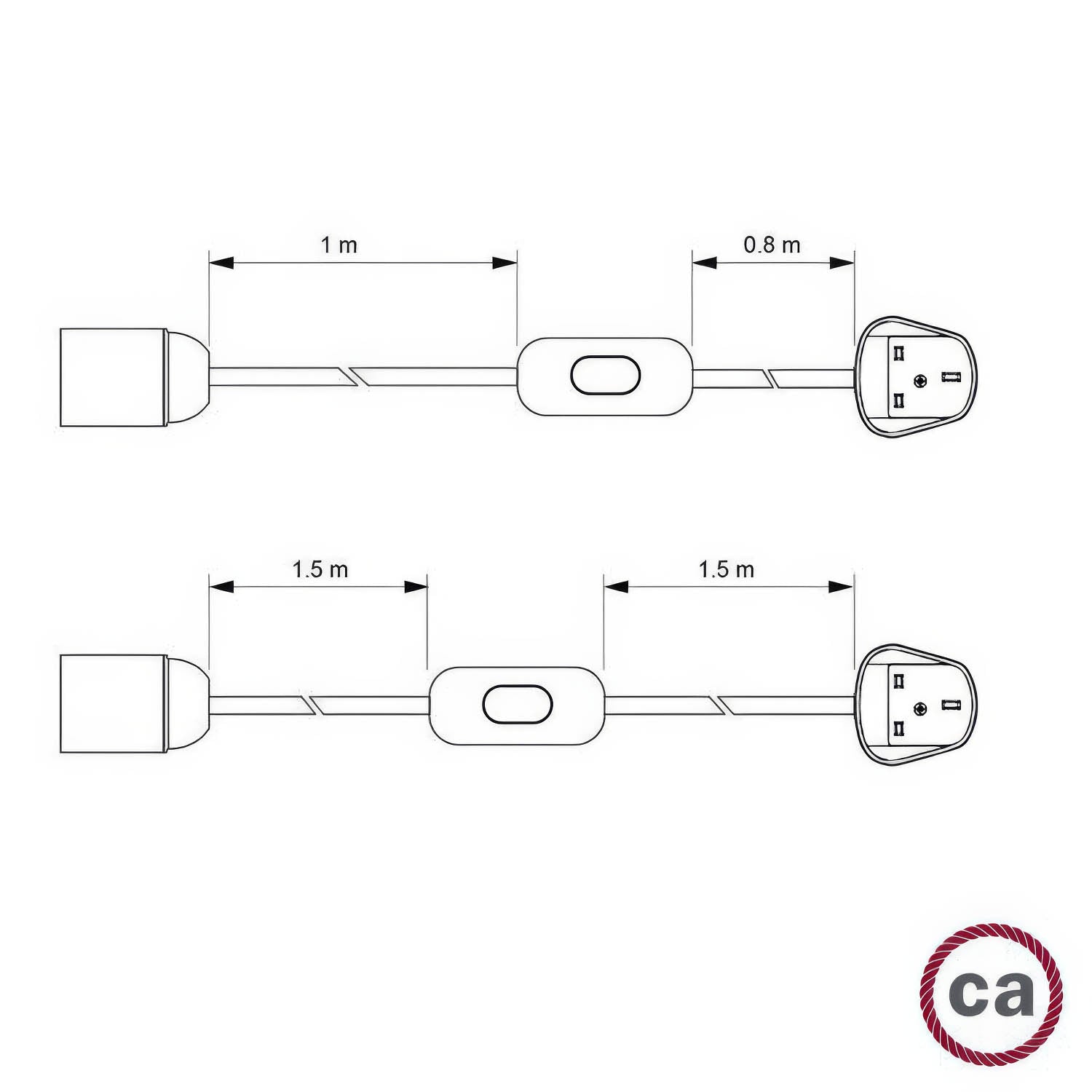 SnakeBis Zig-Zag - Cablaggio con portalampada, cavo in tessuto effetto Zig-Zag RZ28 e spina UK