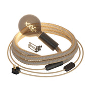 SnakeBis Corda - Lampada plug-in nera con cordone trecciato in juta e spina UK