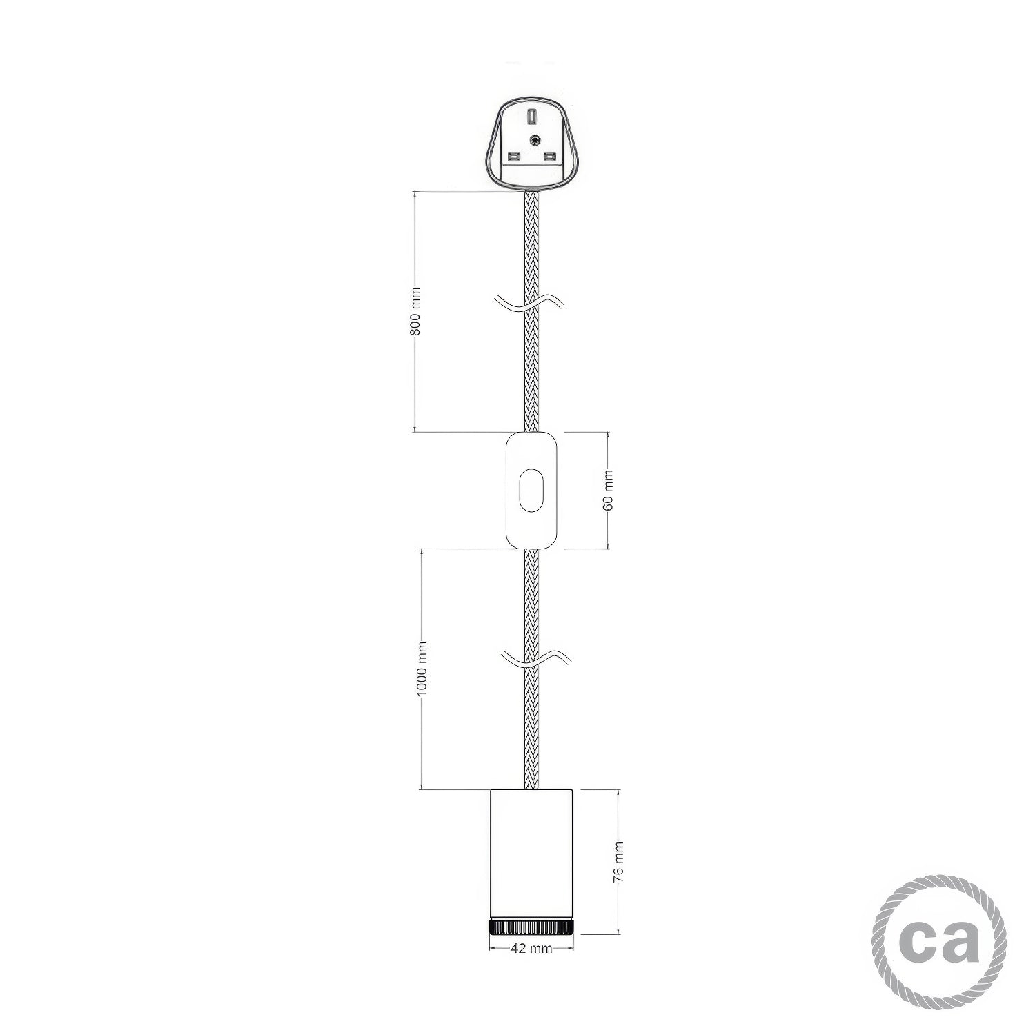 Lampada faretto Mini Spotlight GU1d0 con cablaggio SnakeBis e spina UK - Bianco opaco