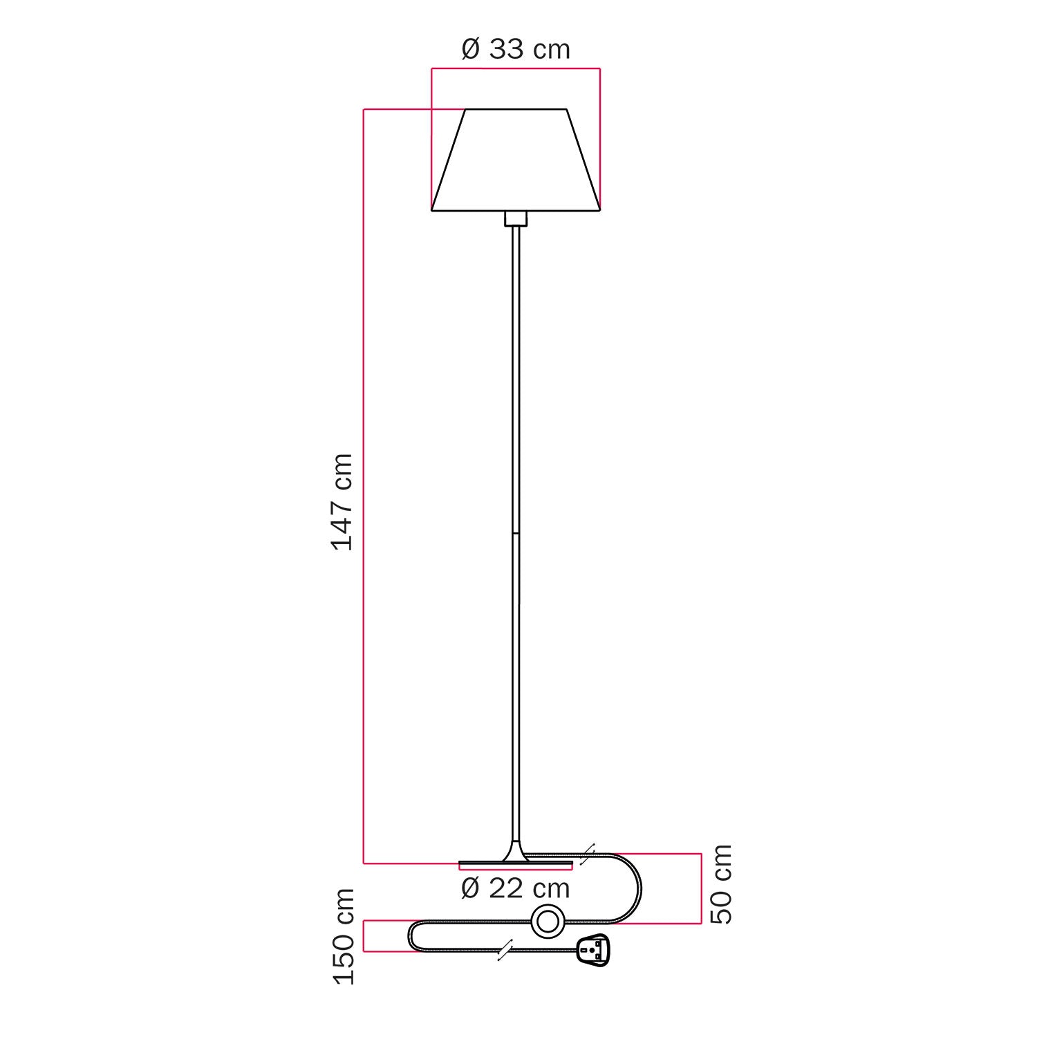 Lampada da terra MAG-Y con base metallica tonda, paralume Impero M e spina UK - Rame satinato