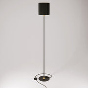 Lampada da terra MAG-Y con base metallica tonda, paralume Cilindro M e spina UK - Bronzo satinato