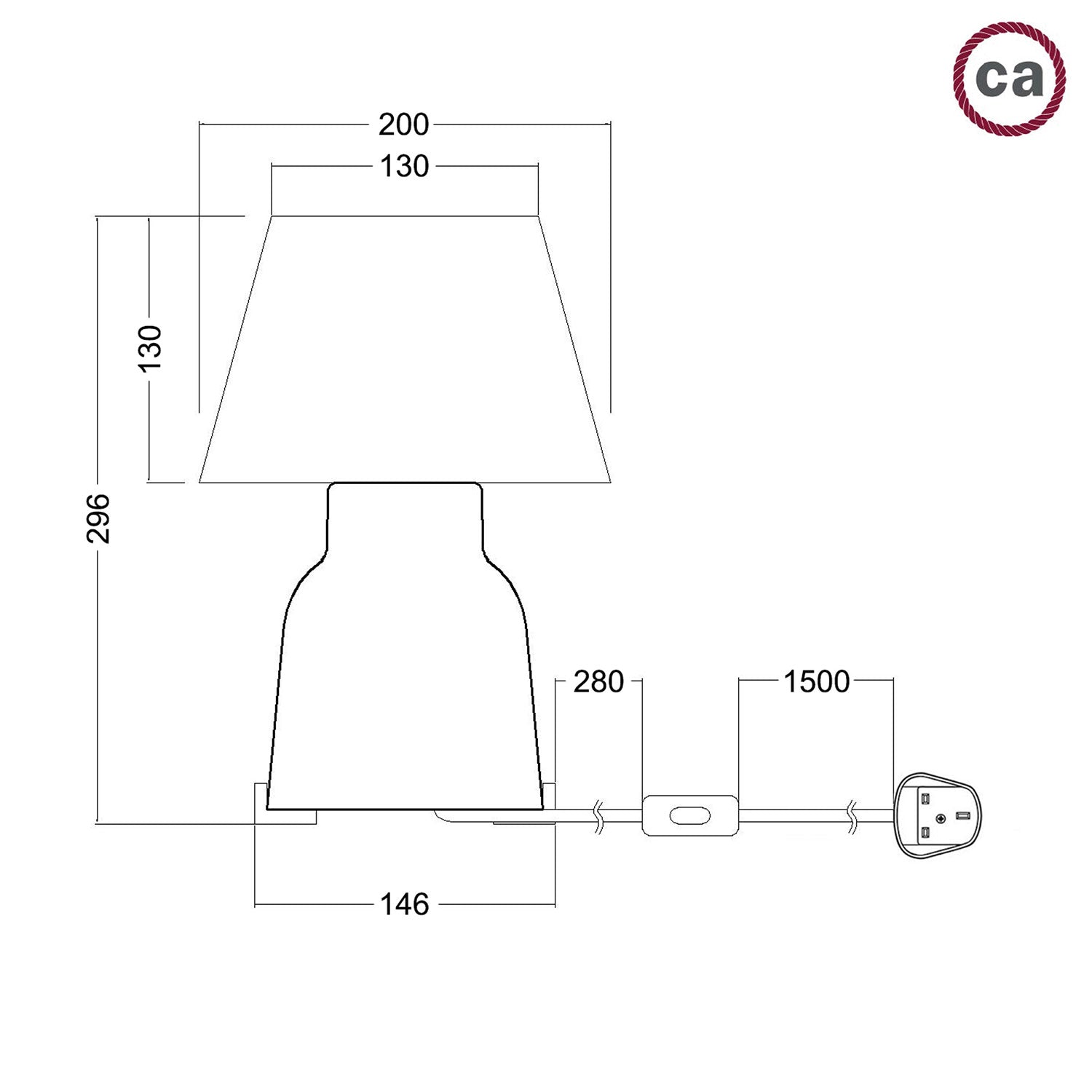 Lampada da tavolo in ceramica Vaso con paralume Impero e spina UK - Juta chiara