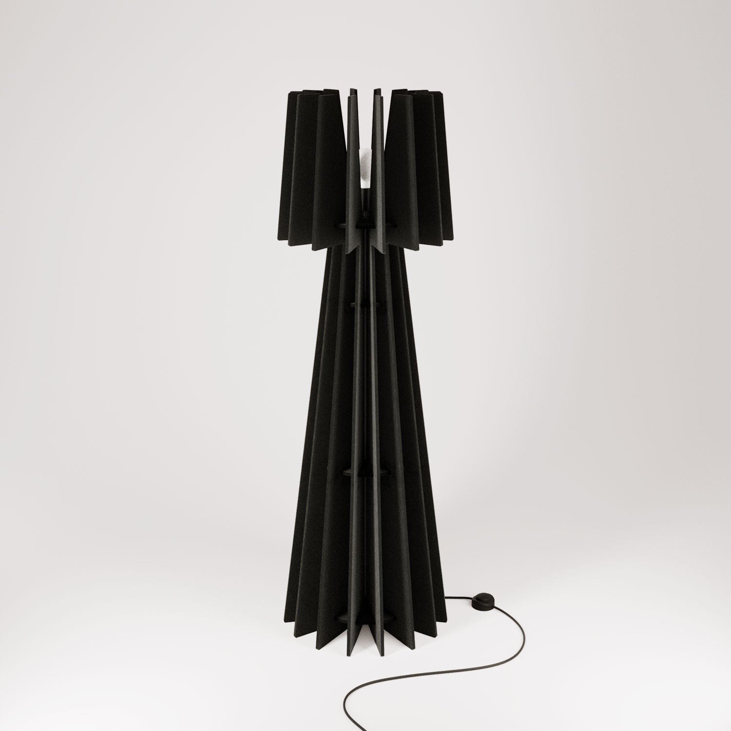 SHHINE lampada da terra in materiale fonoassorbente e spina UK - Nero melange