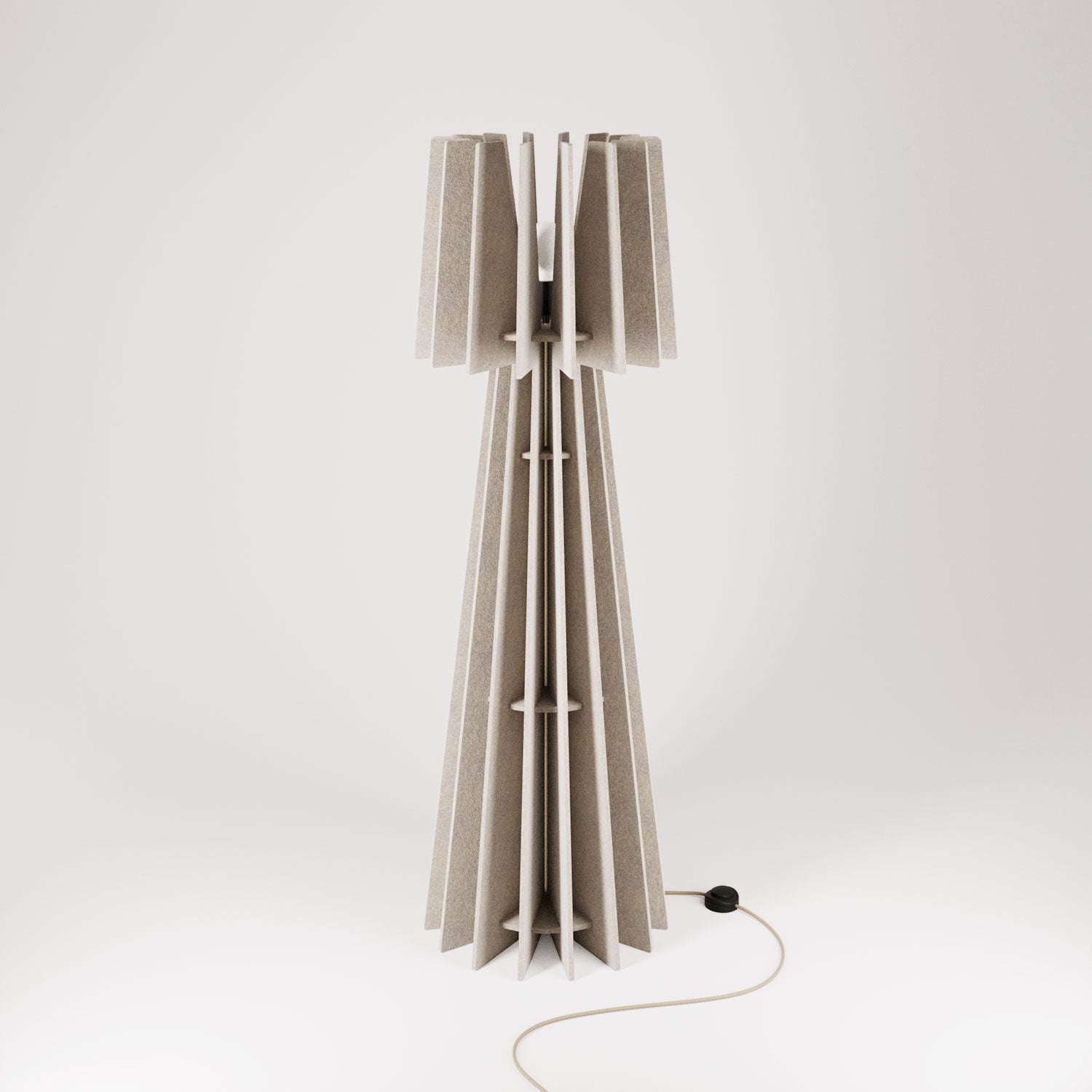 SHHINE lampada da terra in materiale fonoassorbente e spina UK - Tortora melange