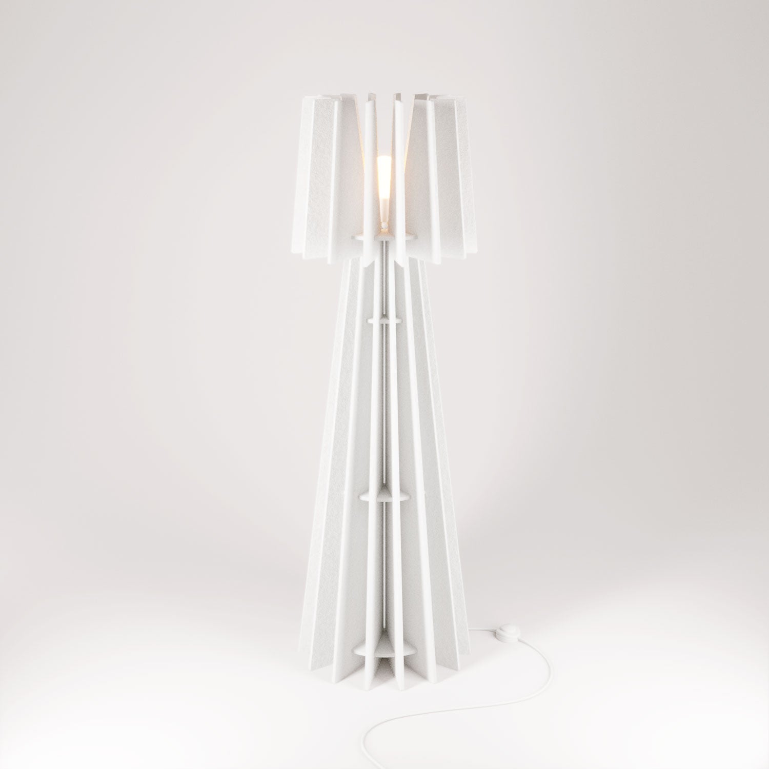SHHINE lampada da terra in materiale fonoassorbente e spina UK - Bianco melange