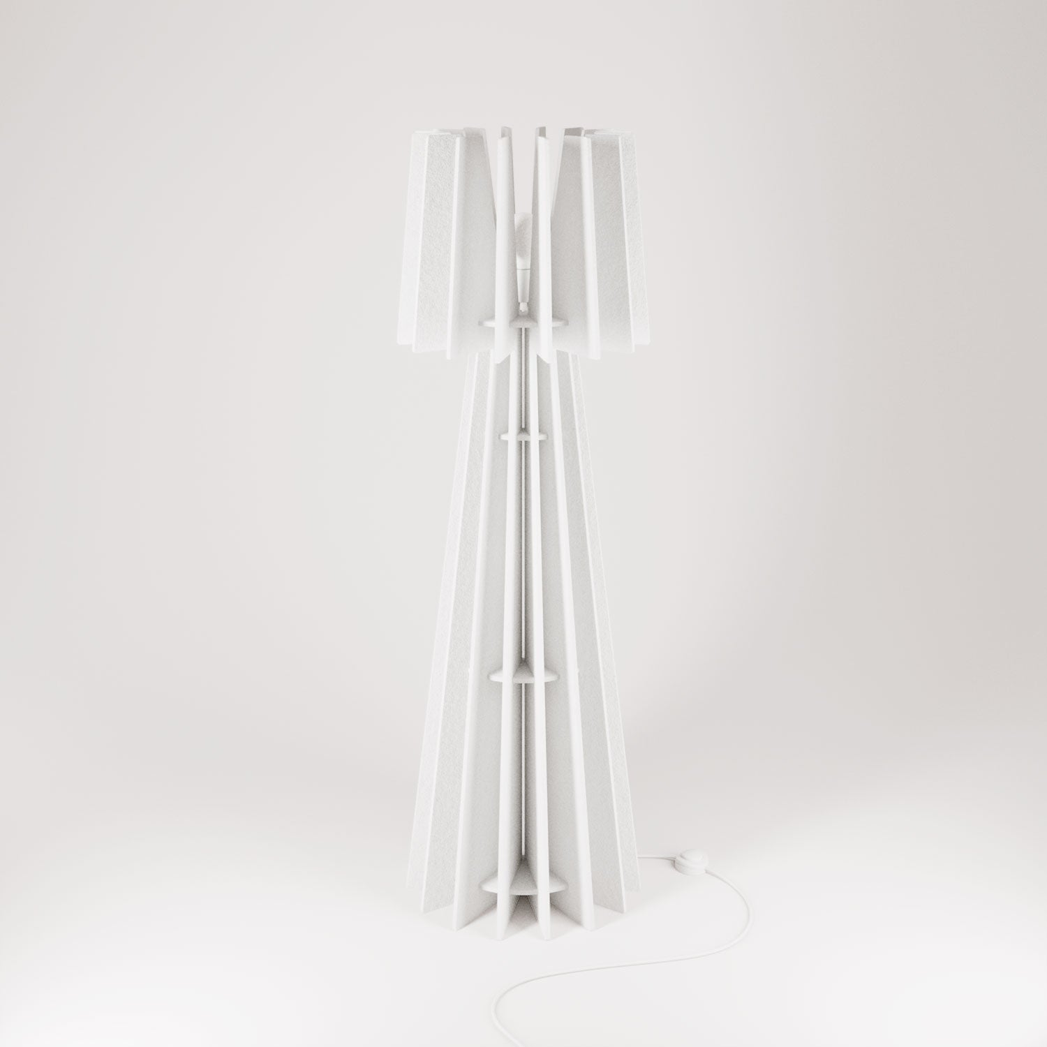 SHHINE lampada da terra in materiale fonoassorbente e spina UK - Bianco melange