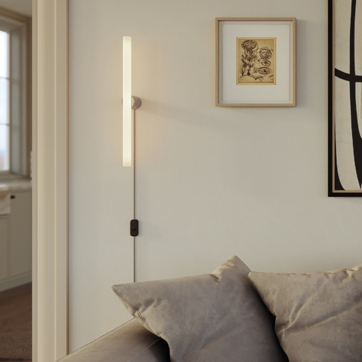 Lampada con spina UK con finitura metallica e lampadina LED lineare S14d - Titanio satinato