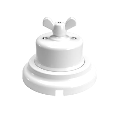 Kit interruptor/comutador com porca borboleta e base em porcelana branca