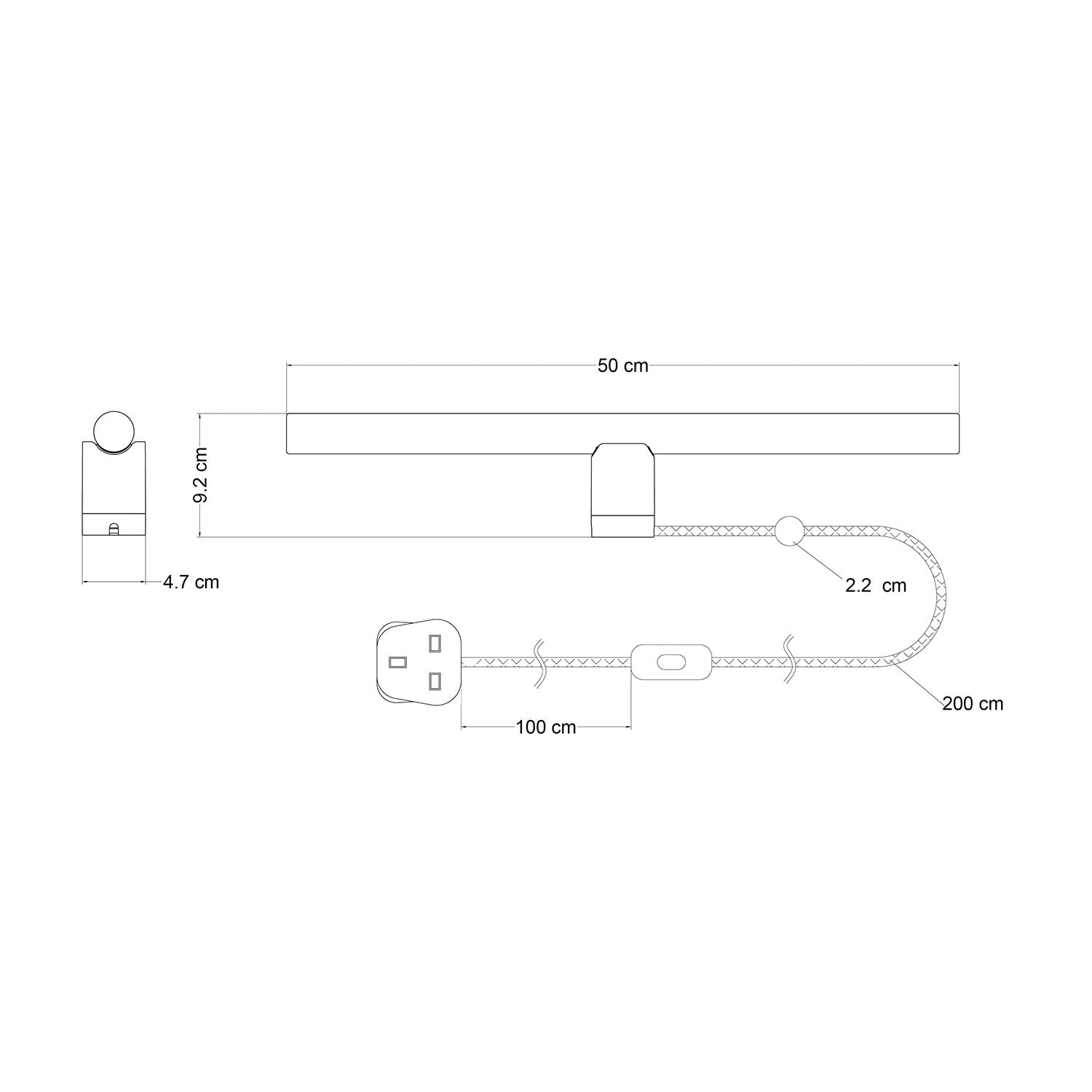 Lampada Spostaluce esse14 con attacco S14d e spina UK - Nero