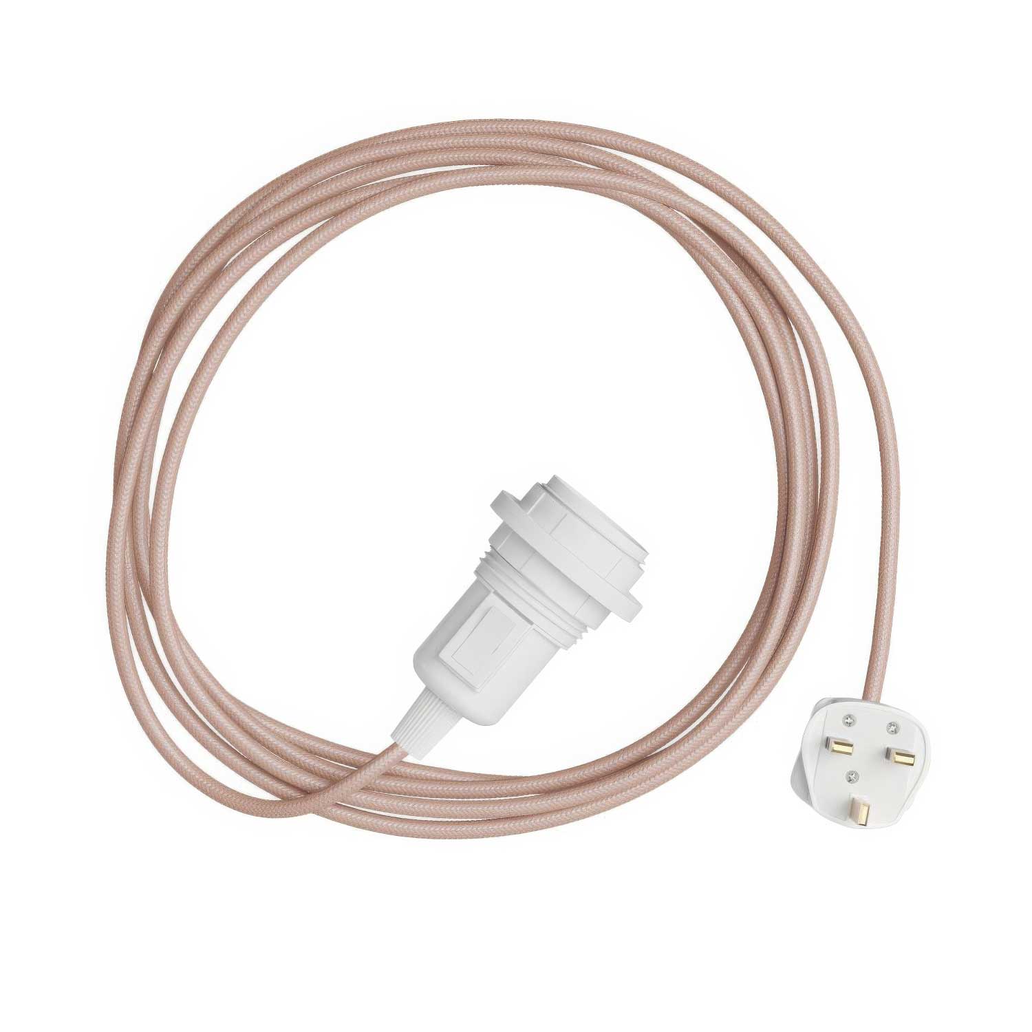 Snake per paralume - Lampada plug-in con cavo in tessuto colorato RM16 e spina UK