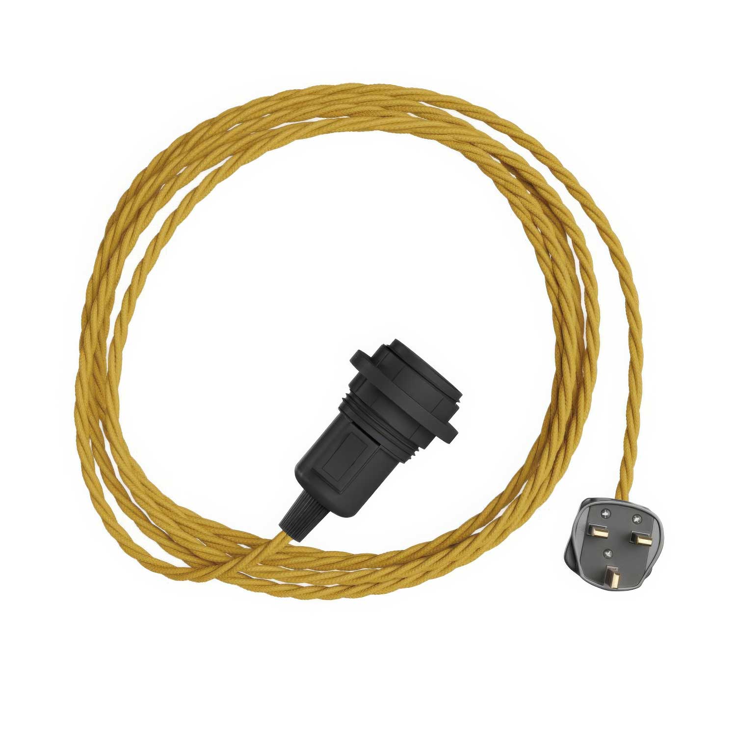 Snake Twisted per paralume - Lampada plug-in con cavo trecciato in tessuto TM25 e spina UK