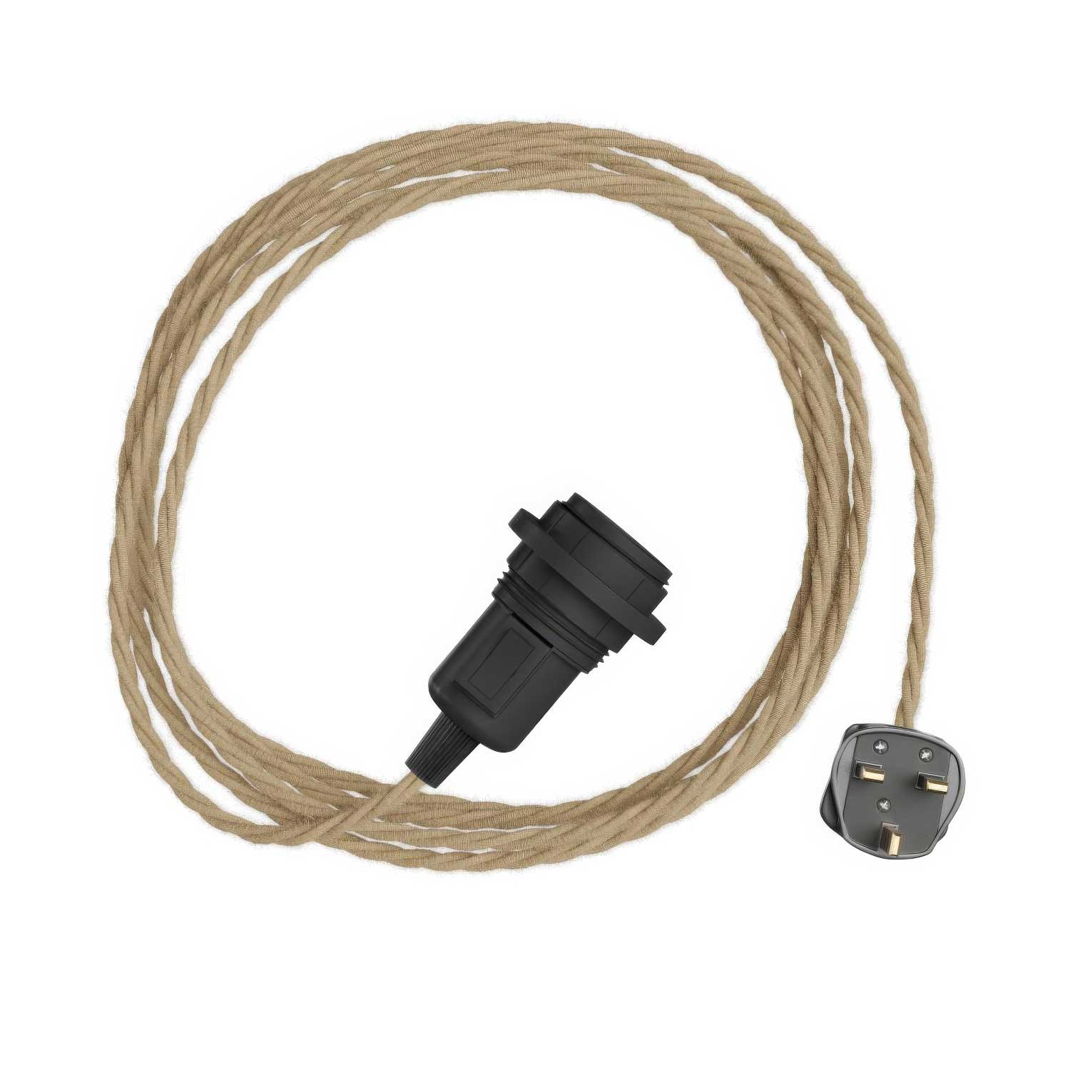 Snake Twisted per paralume - Lampada plug-in con cavo trecciato in tessuto TN06 e spina UK