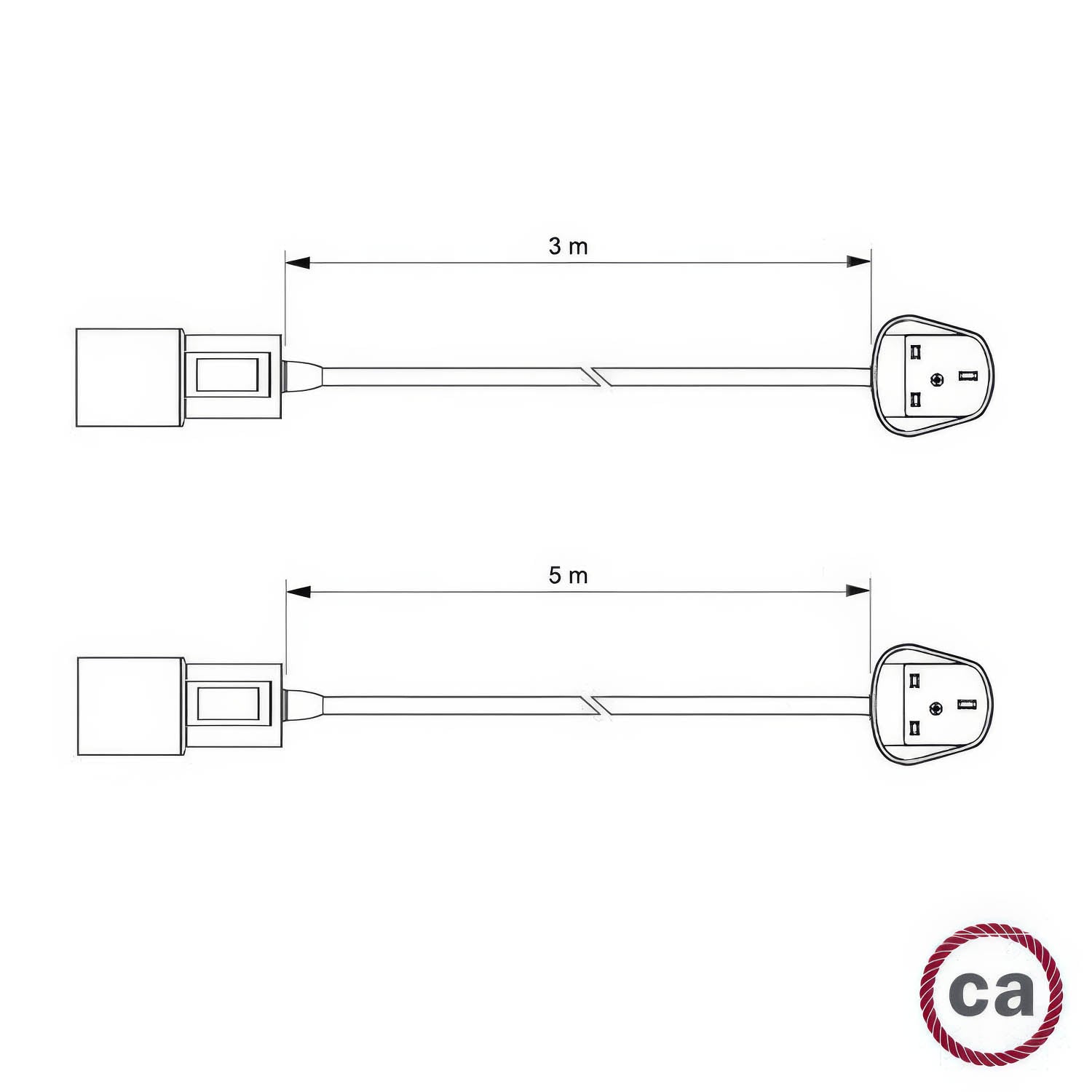 Snake Twisted per paralume - Lampada plug-in con cavo trecciato in tessuto TC04 e spina UK