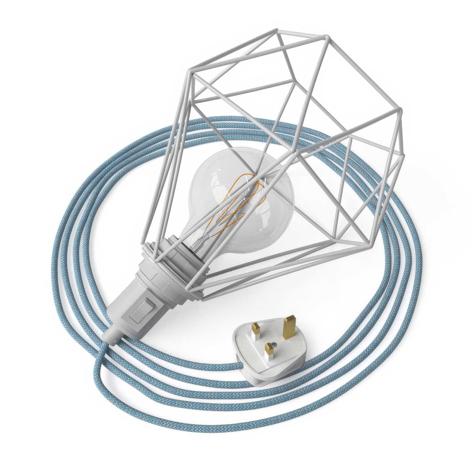 Table Snake - Lampada plug-in con spina UK e paralume a gabbia Diamond - Bianco