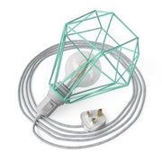 Table Snake - Lampada plug-in con spina UK e paralume a gabbia Diamond - Turchese
