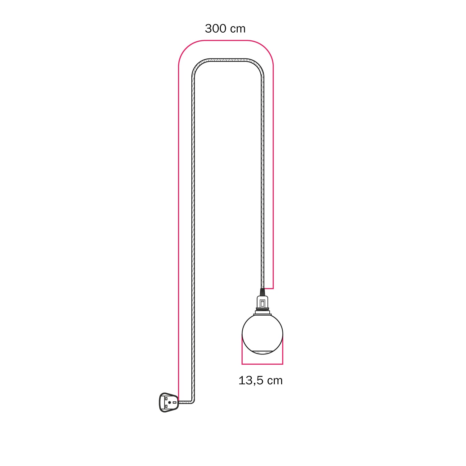 Lampada portatile Snake con interruttore sul portalampada, spina UK, paralume infrangibile Unbreak-a-Ball e cavo RZ10
