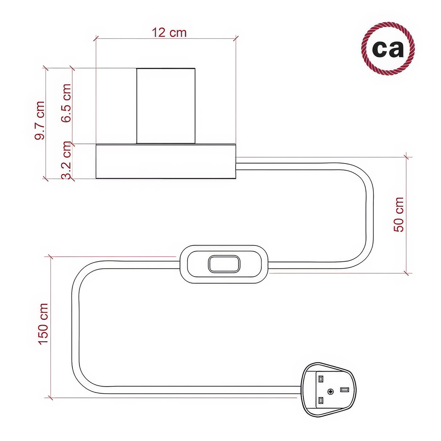 Posaluce - Lampada da tavolo in legno Small e spina UK - Bianco