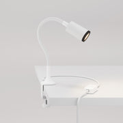 Faretto snodabile MAG-Y con pinza e spina UK - Bianco opaco